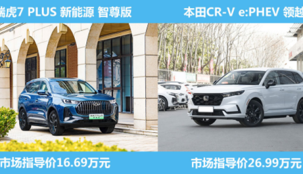 对比瑞虎7 PLUS 新能源和本田CR-V e:PHEV后，自主新能源市占率增长原因找到了！